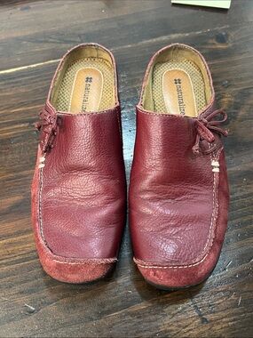 Burgundy ladies leather Naturalizer comfort slip on mules loafers shoes sz 6.5